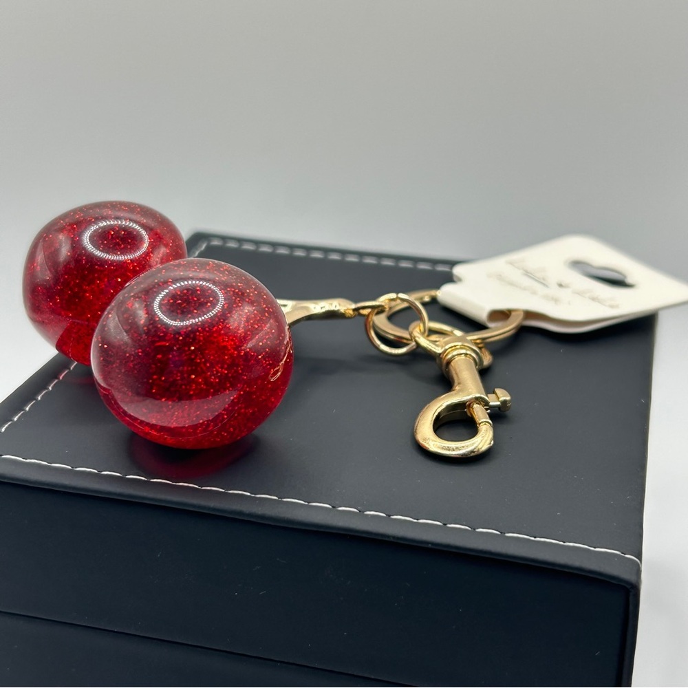 Large Red Sparkle Cherries Keychain - Picture 5 of 8